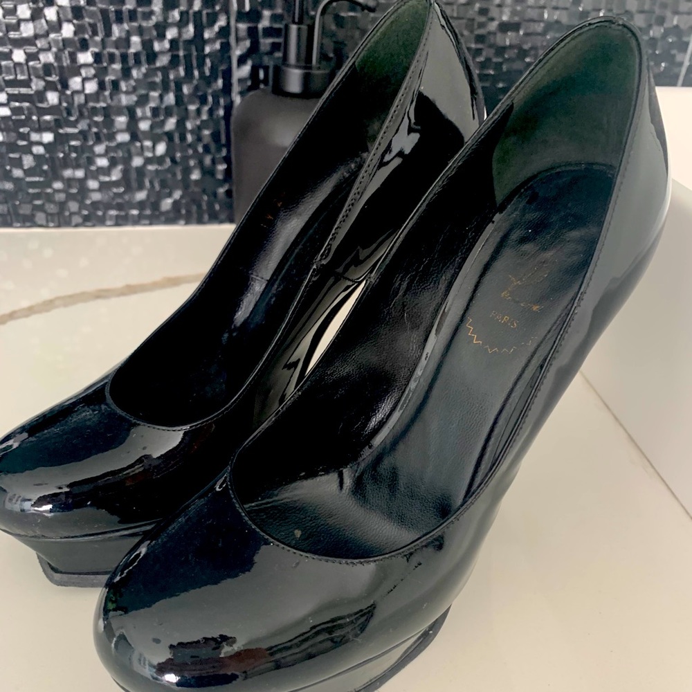 YSL tribute patent black heels